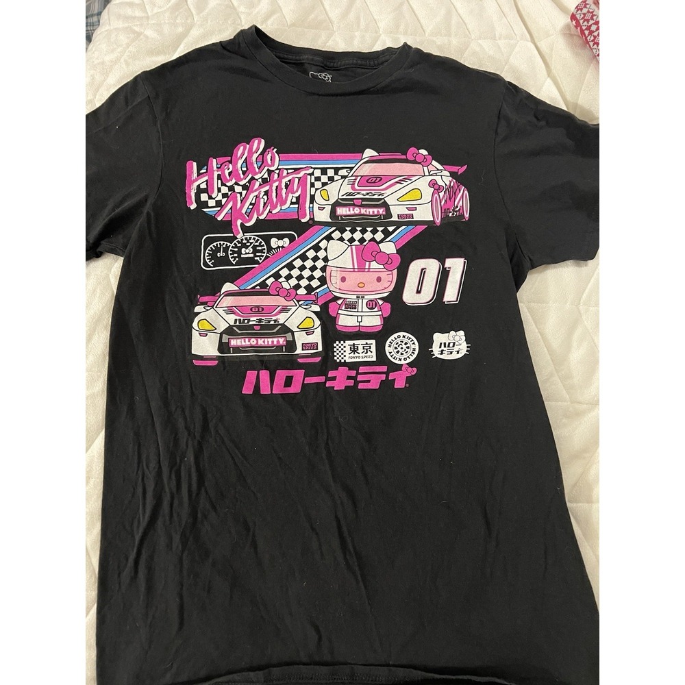 Sanrio Hello Kitty Tokyo Speed Racer Black T-Shirt Adult Unisex Small
